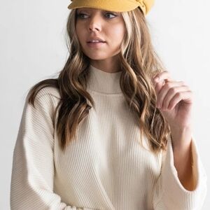 Mustard colored Fiddler Fisherman's cap Women's Hat‎